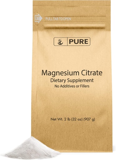 [BRSWGBIPDINR63Y3] Pure Original Ingredients Magnesium Citrate (2lb) Magnesium Supplement, Unflavored, Dissolves Easily