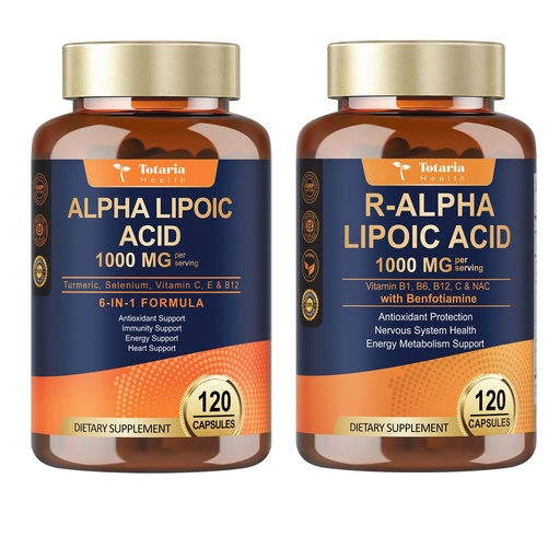 [BRSREHD6O4JQM3A4] Totaria Alpha Lipoic Acid 1000mg + R Lipoic Acid 1000mg - ALA Supplement Antioxidant for Neuropathy Support Nerve Health, Liver Detox, Antioxidant, Metabolism and Cell Energy