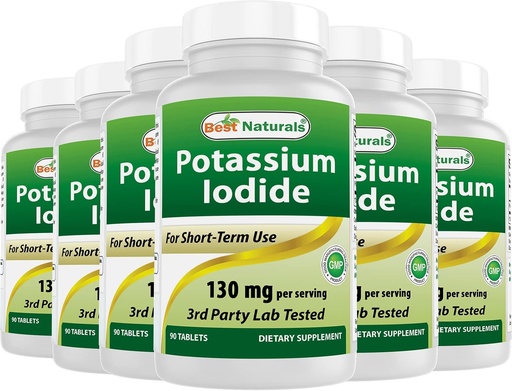 [BRSRMGAFOQHAYD3U] Best Naturals Potassium Iodide 130 mg per Serving - Dietary Supplement, 90 Tablets (6)