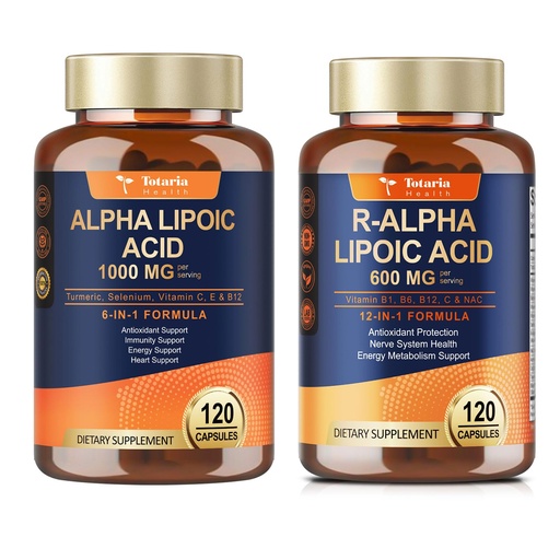 [BRSRE235OEBQMHYY] Totaria Alpha Lipoic Acid 1000mg + R Lipoic Acid 600mg - ALA Supplement Antioxidant for Neuropathy Support Nerve Health