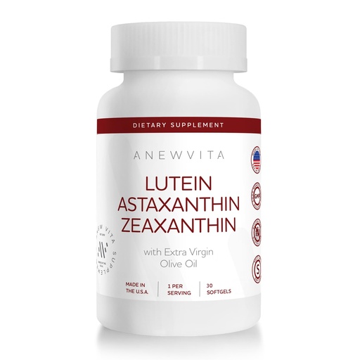 [BRSRGZT3PMJW2YLL] Lutein Astaxanthin Zeaxanthin, Eye Health Support Supplement, 2 in 1 Antioxidant Formula with Lutemax and AstaReal, with Extra Virgin Olive Oil, 30 Softgels