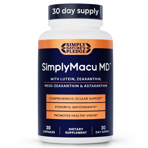 [BRSRGH32PIDWK3T3] Simply Macu MD – Advanced Vision Support Supplement with Lutein, Zeaxanthin, Meso-Zeaxanthin & Astaxanthin – Bilberry Extract – Vegan, Non-GMO, Gluten Free – 30 Day Supply (30 Capsules)