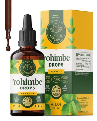[BRSREEAFDMIQO2TA] HERBAMAMA Yohimbe Supplements for Men & Women - Vegan Overall Support with Yohimbe Bark Extract - Non-GMO, Alcohol & Sugar-Free Yohimbine Tincture, 84-Day Supply