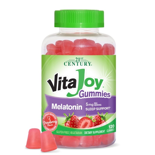 [BRSWIBYHC56AA2D6] 21st Century VitaJoy Melatonin 5mg Gummies (120 Count), Strawberry Flavor Chewable Sleep Aid for Adults, Promotes Relaxation and Restful Sleep, Non-Habit Forming, Gluten-Free