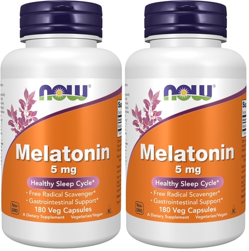 [BRSRGGQNBB7QGYIY] NOW Foods Supplements,Melatonin 5 mg,Free Radical Scavenger*,Healthy Sleep Cycle*,180 Count (Pack of 2)