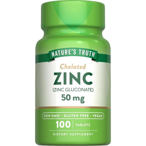 [BRSWICQ3CMOR6DD4] Nature's Truth Zinc 50 mg Chelated Supplements, 100 Count, Pack of 3