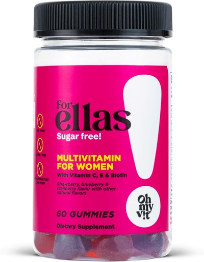 [BRSRMZQROF7WYCDO] OH MY VIT! for Ellas Women’s Multivitamin Gummy with Vitamins C, E, and Biotin, Sugar Free Berry Flavor, 60 Count