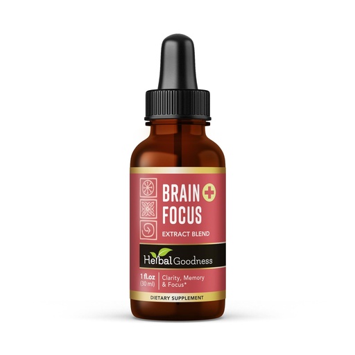[BRSRAY34CUMA2CAU] Herbal Goodness Brain and Focus Support - Nootropic Brain Supplement with Gingko and Lion's Mane, Brain Health - Non-GMO, Natural Clarity, Energy & Mental Performance | Vegan, Liquid Drops 1 fl. oz