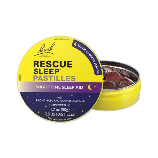 [BRSRAFQKCQPQE33H] RESCUE Bach Sleep PASTILLES, Black Currant Flavor, Sleep Aid Lozenges, No Melatonin, Homeopathic, Flower Essences, 35 Count