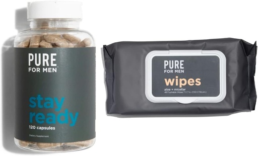 [BRSW2HARO57RYYA4] Men Original Vegan Cleanliness Fiber əlavə, 120 Kapsül, Eco-Responsible Stay Hazır Wipes Micellar və Aloe (48 Count)