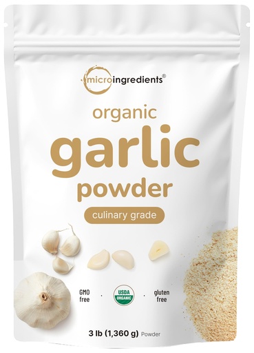 [BRSRMCQQAF7WO3D5] Organic Garlic Powder, 3 lb | Premium Raw Allium Sativum Bulb | Pungent & Savory Flavor | Great for Meats, Vegetables & Spice Mixes | Additive Free, Non-GMO, Bulk Supply