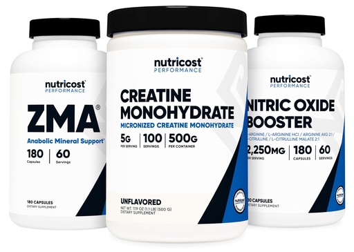 [BRSRABL4AF6GMEYV] Nutricost Creatine 500 Grams, Nitric Oxide 180 Capsules, and ZMA 180 Capsules Bundle