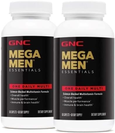 [BRSWYZYFCB6R6GYY] GNC Mega Men Essentials One Daily Multivitamin | Supports Overall Health and Muscle Performance | Twin Pack (2 x 60 Count)