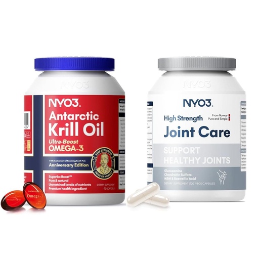 [BRSREGI5AAHGGET7] NYO3 1000mg Krill Oil Omega 3 and Glucosamine 1500mg with Chondroitin MSM, 2Pack