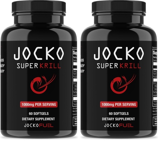 [BRSRGGQZOUFBQYLL] Jocko Fuel Antarctic Krill Oil Omega 3 Fatty Acid Supplements DHA & EPA - 1000mg Softgels - Supports Joints, Mobility & Mental Function (60 Softgels) (Pack of 2)