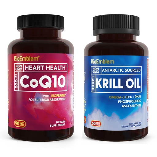 [BRSROCYQCAFG2A36] BioEmblem Antarctic Krill Oil Supplement and CoQ10 with BioPerine