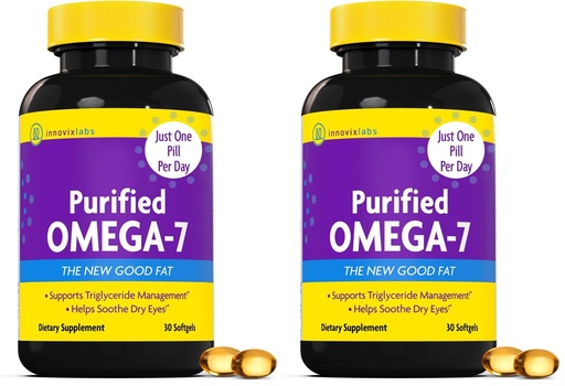 [BRSRGFI7OQPBE3DH] InnovixLabs Purified Omega 7 Supplement - 210 mg Omega-7 Palmitoleic Acid, Fish Oil for Metabolism & Triglyceride Support, Essential Fatty Acids, IFOS Approved, 30 Softgels (Pack of 2)