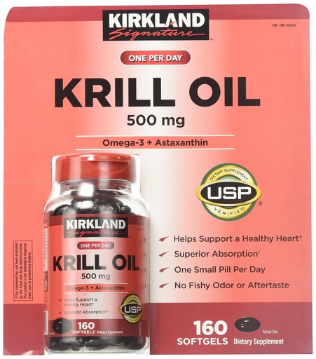 [BRSWG2T4CUIWG3L3] Kirkland Signature Krill Oil 500 Milligram 160 Softgels