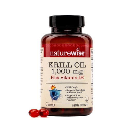 [BRSRGHQYC4MGY3A3] NatureWise Krill Oil 1,000 mg + Vitamin D3 6,000 IU - SUPERBAboost Concentrated Antarctic Krill Oil - Omega-3 EPA & DHA, Phospholipids & Astaxanthin - Non-GMO - 60 Softgels[30 Day Supply]