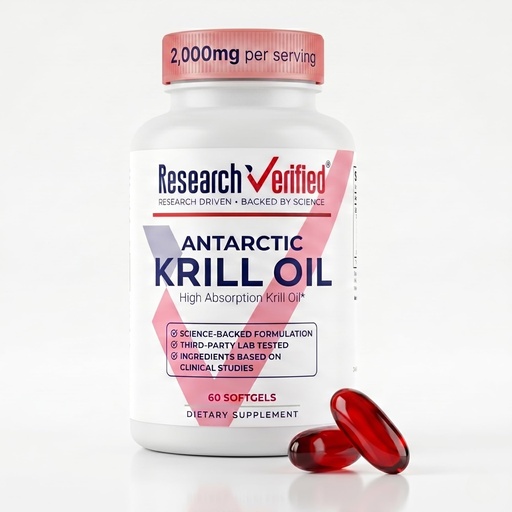 [BRSW2ZYDOUPWMYI2] Research Verified Antarctic Krill Oil 2000mg - Support Heart Function & Joints, Boost Cognition - MSC Certified, Sustainably Sourced - 60 Softgels - Made in the USA