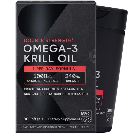 [BRSRGEADOR5W2AI2] Sports_Researchs Omega-3 Krill Oil 1000mg Softgels (90 Count. Value Pack) with Phospholipids, Choline & Astaxanthin from Antarctic Krill