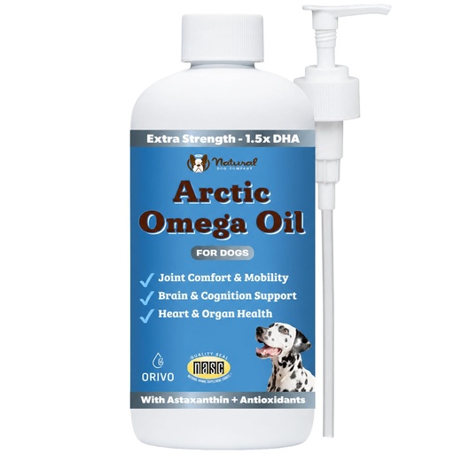 [BRSREYYTBF7QYDY7] Natural Dog Company Arctic Omega Oil for Dogs – Salmon, Pollock, Krill & Algal, DHA Supports Skin & Coat, Joint Mobility, Cognitive Health & Immune Wellness, Liquid Fish Oil Pump,16 oz