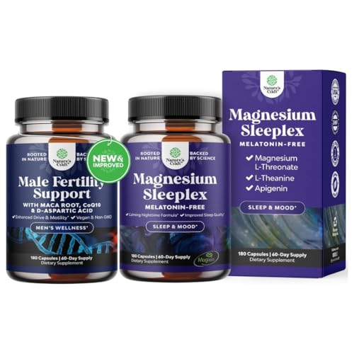 [BRSREAQNA4NRSF3G] Bundle of Pre Conceive Male Reproductive with CoQ10, Maca Root, Methyl Folate & D-Aspartic Acid & Magnesium Sleep Supplement with Apigenin L-Theanine Lemon Balm Extract - Melatonin-Free Calm for Sleep