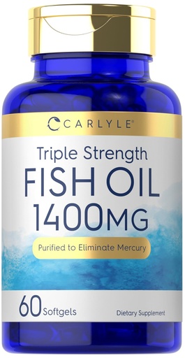 [BRSWYHTQDF7WEYD2] Carlyle Omega 3 Fish Oil 1400 mg | Triple Strength | 60 Softgels | High Potency with EPA & DHA | Non-GMO, Gluten Free Supplement