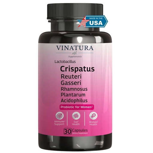 [BRSROGAFCV4GGAI7] VINATURA Lactobacillus Rhamnosus, Reuteri, Gasseri, Plantarum, Crispatus, Acidophilus Probiotics - Probiotics for Women *USA Made & Tested* Women Vaginal Health, Gut and Digestive Health - 30 Capsules