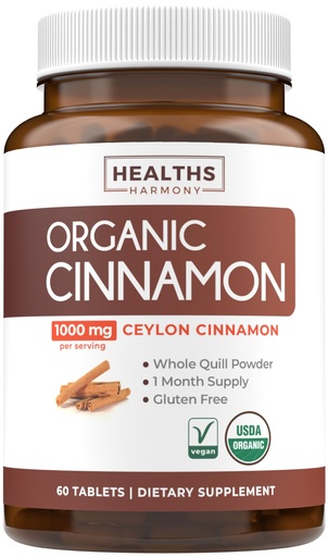 [BRSROEL2PN5AODQ3] USDA Organic Ceylon Cinnamon Pills - High Potency Ceylon Cinnamon Supplement with 1000mg per Serving for Full Body Antioxidant Support - Vegan Non-GMO cGMP Made & Lab Verified (1 Month Supply)