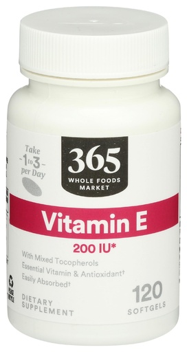 [BRSWGZQCBABBSG3P] 365 by Whole Foods Market, Vitamin E 200 IU, 120 CT