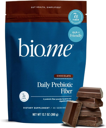 [BRSRAGIFOEFGCCYV] Bio.me Daily Prebiotic Fiber Powder Chocolate - 7g Per Serving - Soluble & Insoluble Fiber Supplement Powder for Women & Men - Digestive Health & Gut Health - GLP-1 Friendly, Sugar Free - 30 Servings