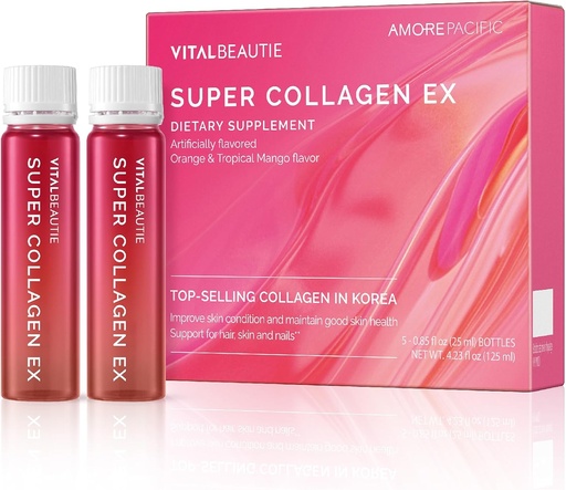 [BRSROYY2OAHGOCL6] VITALBEAUTIE Super Collagen EX (Liquid Marine Collagen) Containing Biotin, Vitamin C, Hyaluronic Acid, L-Glutathione by AMOREPACIFIC Korean Skincare - 5 Servings