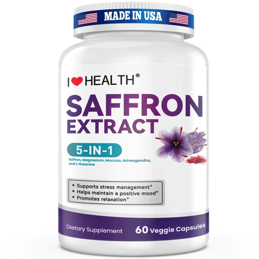 [BRSRGZI3AFYWMEYZ] Saffron Supplement – 88.5mg with Magnesium Glycinate, Ashwagandha & L-Theanine for Stress Relief, Calm Mood & Emotional Balance – Made in USA – 60 Capsules