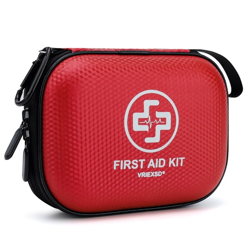 [BRSRAED6PJ6RMET4] Mini First Aid Kit - 150 Piece Small Waterproof Hard Shell Medical Kit | Compact First Aid Kit with Comprehensive Supplies for Home, Car, Travel, Camping, Truck, Hiking, Sports, Office, Outdoor(Red)