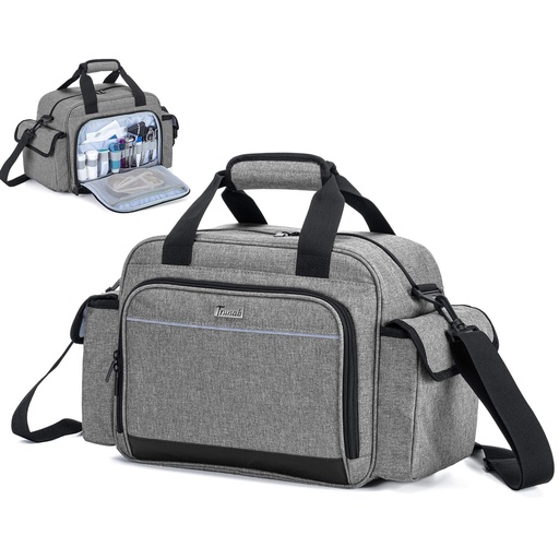 [BRSWYAT3OV4BQFI3] Trunab Home Health Nurse Bag Empty, Portable Medical Supplies Shoulder Bag | for Hospice, Home Visit, Hospital Interns, Grey, Bag Only