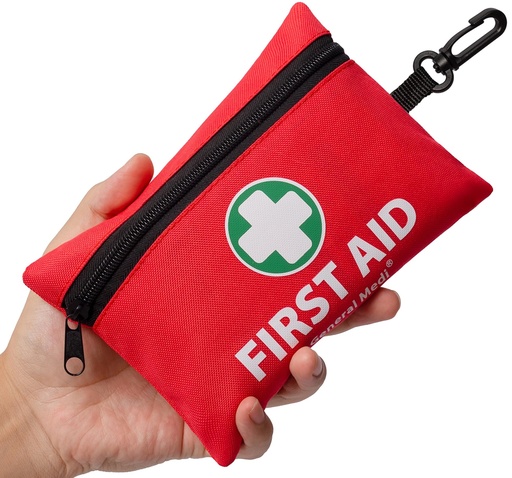 [BRSWGZT6BV6B6HLA] General Medi Mini First Aid Kit, 110 Piece Small First Aid Kit - Includes Emergency Foil Blanket, Scissors for Travel, Home, Office, Vehicle, Camping, Workplace & Outdoor (Red)