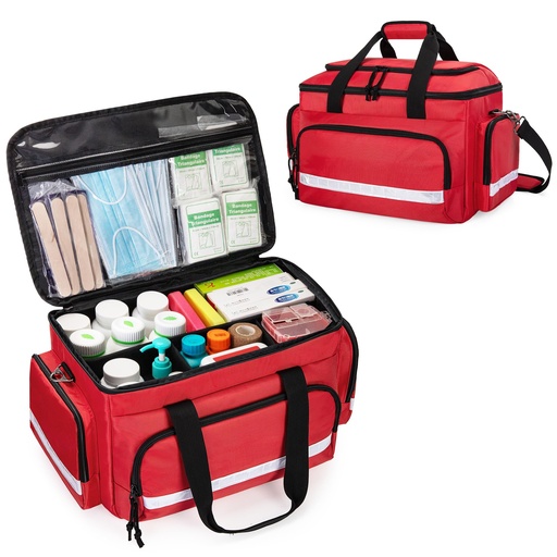 [BRSW2FAFBYJWO3Y4] Damero Medical Trauma Bag, First Aid Bags Empty Medical Bag with Detachable Dividers, Ideal for Nurse, Physical Therapists, Doctors, Red (BAG ONLY)