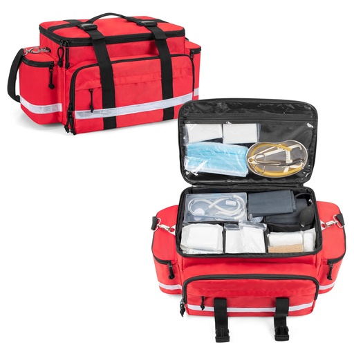 [BRSW2FAFAQNWOGY7] Damero Medical Supplies Bag, Emergency Responder Trauma Bag Medical Bag with Detachable Dividers and Top Buckles, Ideal for EMT, EMS, Paramedics, Red(BAG ONLY)