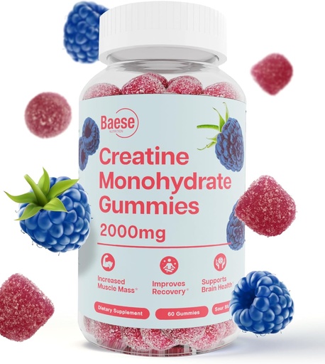 [BRSRAH33AB5AMALV] Creatine Monohydrate Gummies for Men & Women - High Purity Sour Blue Raspberry- Chewable Creatine Infused Gummy for Muscle Strength & Energy Boost, Bioavailable Pre-Workout Supplement