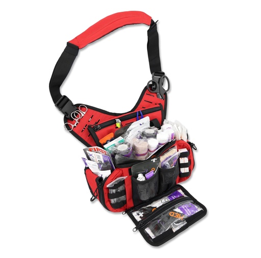 [BRSWKZ3QOQOBG3TY] Lightning X Fully Stocked Tactical Shoulder Sling Pack | MB15-SKA | First Aid Responder Medic Kit - RED
