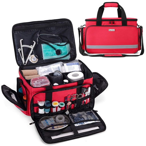 [BRSWYEAFA55WACDD] CURMIO Nurse Bag, Medical Bag Clinical Bag with Inner Dividers and No-Slip Bottom for Home Visits, Health Care, Hospice, For Nursing Students, Physical Therapists, Doctors,Red (Patent Pending)