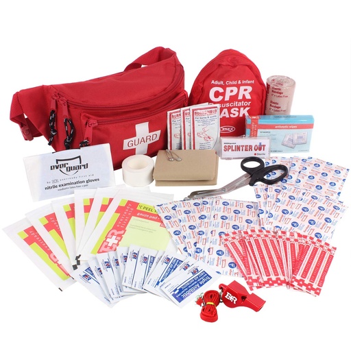 [BRSWGEA3OUGRMDLZ] Ever Ready First Aid, Fanny Pack/Hip Pack, Fully Stocked First Aid Kit with Adult & Infant CPR Combo Masks (72 Piece Set)