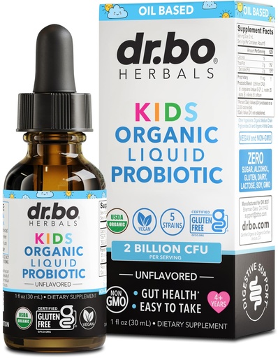 [BRSREED3CAPWGADU] Kids Probiotic Liquid Drops Organic - Organic Probiotics for Kids Probiotics Age 4+, Digestive Health, Immune Support, Flora Gut Health Supplements - Vegan Kid Liquid Probiotic Drops, Non-GMO 1 Fl Oz