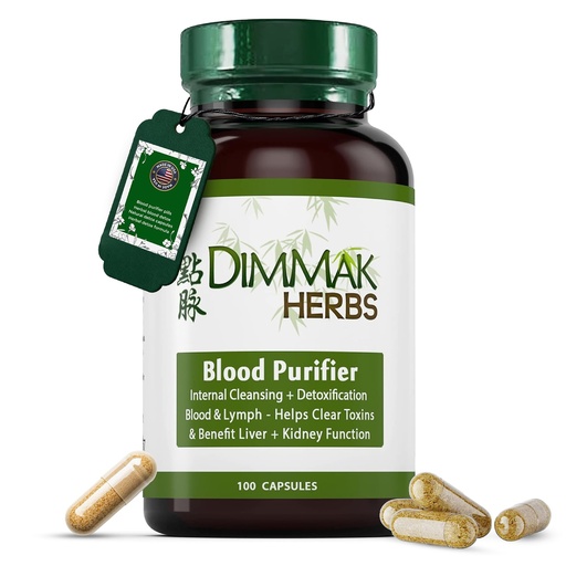 [BRSWYHQ5CUBWGDL4] Dimmak Herbs Blood Purifier & Lymphatic Cleanse- Systemic Detox Supplement for Skin, Liver, & Immune Health- Organic Andrographis & Coptis Herbal Formula- Vegan, Non-Laxative- 100 Capsules