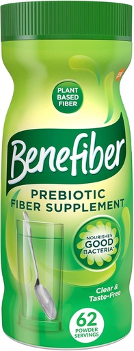 [BRSWECQCAECWCDTA] Benefiber Daily Prebiotic Fiber Supplement Powder for Digestive Health, Daily Fiber Powder, Unflavored - 62 Servings (8.7 Ounces)