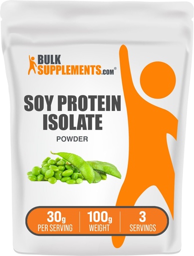 [BRSWEBI7A4GWCDQV] BulkSupplements.com Soy Protein Isolate Powder - Vegan Protein Powder, Unflavored - Pure & Gluten Free, 30g per Serving, 100g (3.5 oz) (Pack of 1)