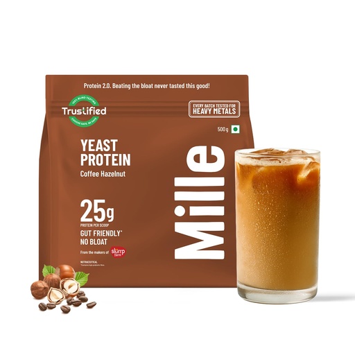 [BRSREHT6BYHGEGT3] Mille Coffee Hazelnut Plant Protein Powder | 25g Protein per Scoop | Vegan Yeast Protein for Shakes & Smoothies | No Added Sugar, Non-Bloating, Clean Plant-Based Blend | 17.64 Oz (500g)