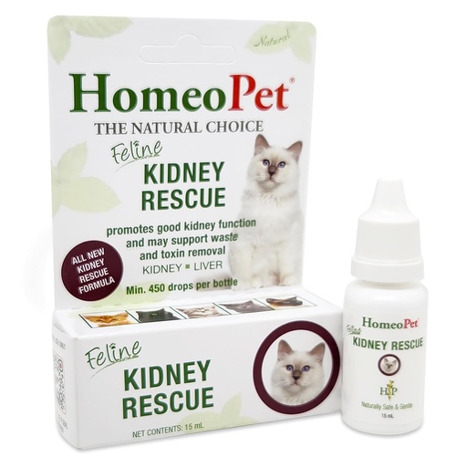 [BRSRAAQRA56WCFAU] HomeoPet Feline Kidney Rescue, Safe and Natural Renal Supplement for Cats and Kittens, 15 Milliliters