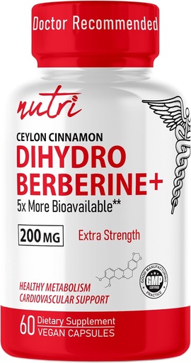 [BRSROBIKOUHWC33V] Nature's Fusions Dihydroberberine Supplement 200mg 60 Capsules - with Ceylon Cinnamon, 5X More Effective Than Regular Berberine HCL - Nutri Supplements